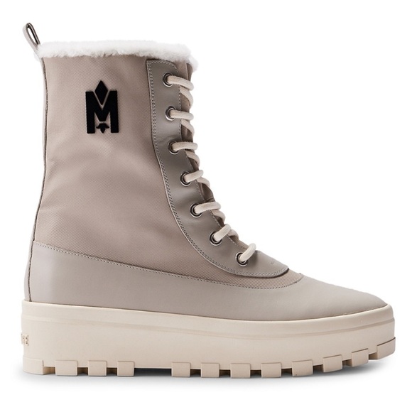 Mackage Shearling-Lined Lug-Sole Boots Champagne Grey Men's EU 41